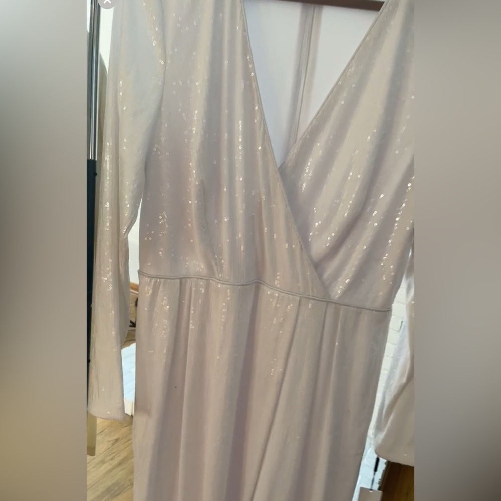 NWT $199 tags | SEQUIN WHITE EVENING DRESS | Holiday Dress 12 | Winter Wedding